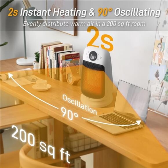 Space Heater, Portable Electric Heaters for Indoor Use with Thermostat, Remote - Picture 2 of 7